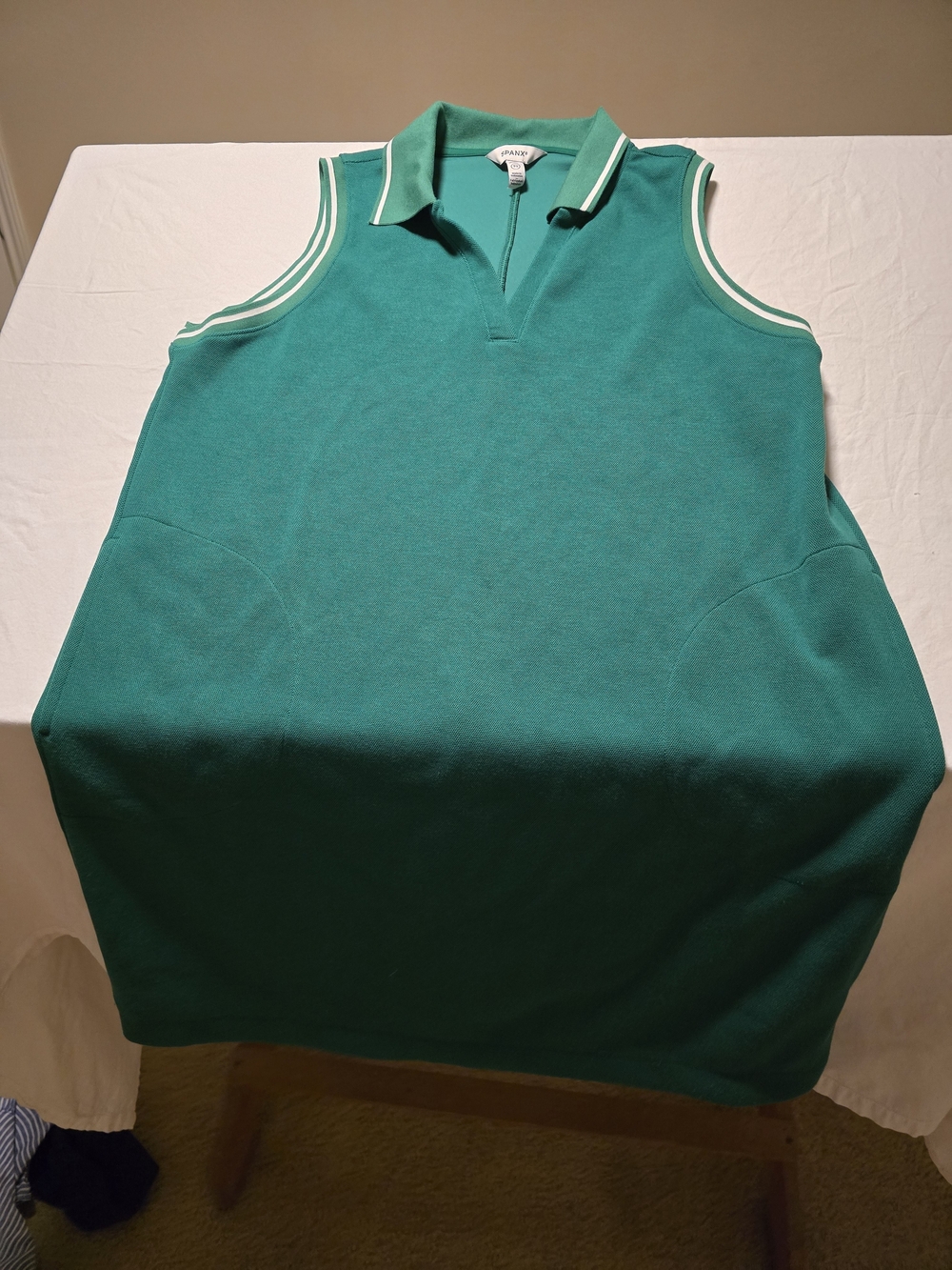 SPANX Airpiqué Sleeveless Polo Mini Dress Field Green Contrast Collar Size 10